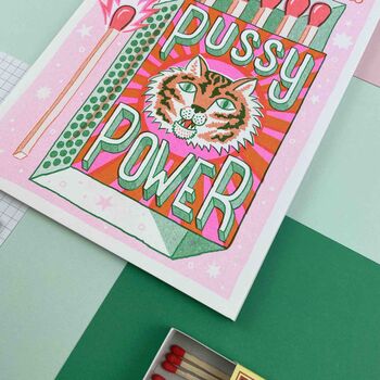 A5 Pussy Power Risograph Print, 5 of 6