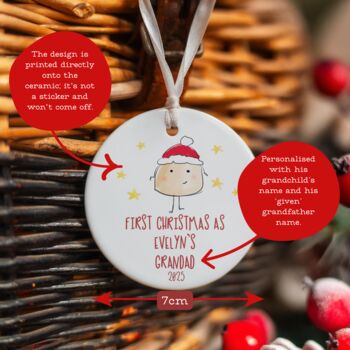 1st Xmas As A Grandfather Personalised Tree Decoration, 2 of 2