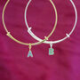 Gold Plated Or Silver Plated Birthstone Initial Bangle, thumbnail 1 of 8