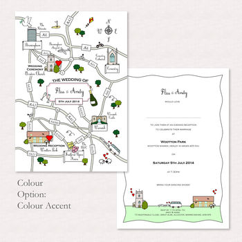 Wedding Or Party Illustrated Map Invitation, 4 of 6