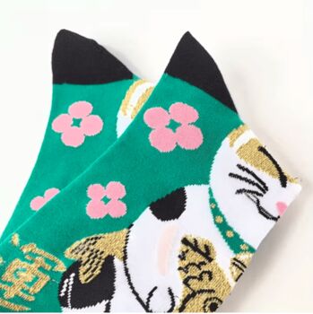 Novelty Fun Socks Size Five To Nine ~ Lucky Chinese Cat, 5 of 6