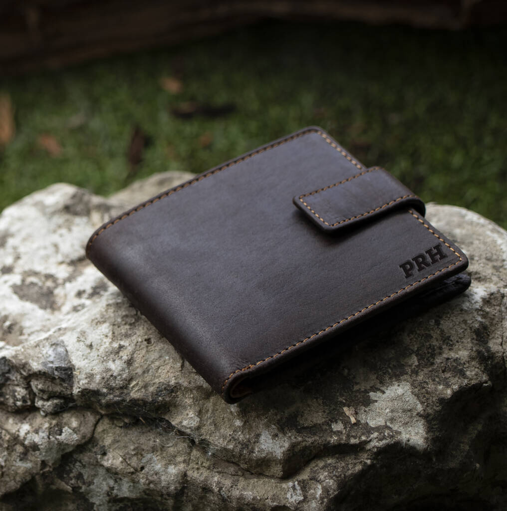 Personalised Rfid Leather Bifold Wallet Coin Pocket, 1 of 6