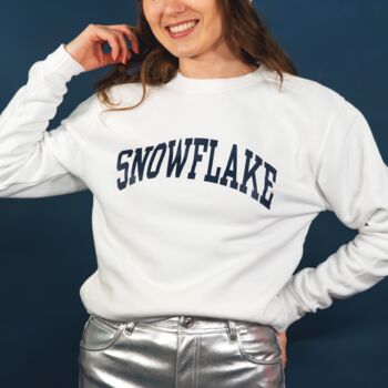 Snowflake College Slogan Christmas Jumper, 3 of 6