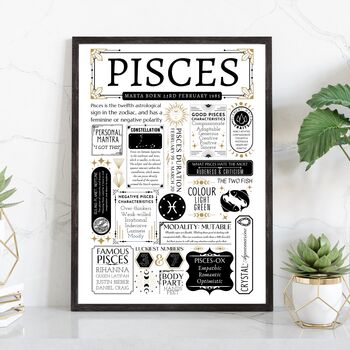 Personalised Star Sign Poster Zodiac Gift, 9 of 10