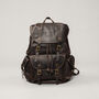 Military Style Genuine Leather Backpack In Tan, thumbnail 1 of 12