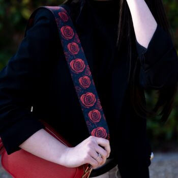 Gothic Red Rose Bag Strap | Extra Long Crossbody Replacement Bag Strap, 3 of 6