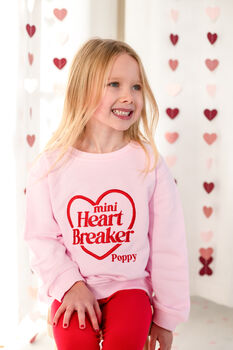 Valentines 'Mini Heartbreaker' Personalised Name Embroidered Sweatshirt, 5 of 9