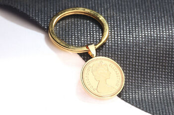 1976 50th Birthday Decimal One Penny Coin Keyring, 3 of 5