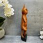 32cm Handcarved One Leg Yoga Cat Wooden Ornament Gift, thumbnail 9 of 12