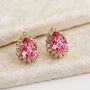 Pink Swarovski Crystal Teardrop Stud Earrings, thumbnail 4 of 6