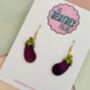 The Purple Aubergine Glitter Statement Earrings/ Vegetable Lover Gift / Novelty Food Jewellery / Colourful Accessories, thumbnail 2 of 5