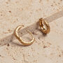 Antique Textured Gold Vermeil Plated Huggie Hoops, thumbnail 8 of 9