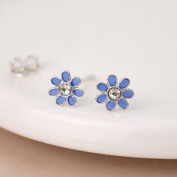 Sterling Silver Blue Forget Me Not Stud Earrings – 5mm, 4 of 12