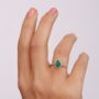White Gold Pear Emerald And Diamond Halo Ring, thumbnail 1 of 6