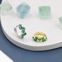 Emerald Green Cz Baguette Huggie Hoop Earrings, thumbnail 1 of 11