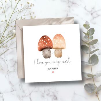 Romantic Love Card, Love You Mushroom Pun Card For Her Or Him, 2 of 3