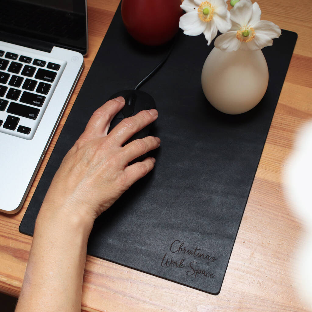 Personalised Work Space Premium Leather Mouse Pad By The British Belt