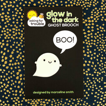 Glow In The Dark Kawaii Halloween Ghost Pin Or Brooch, 2 of 5