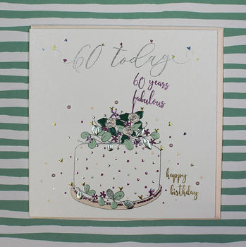 Sixtieth Birthday Card Cake Theme, 2 of 2