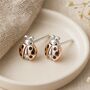 Rose Gold And Silver Diamond Ladybird Stud Earrings – 6mm, thumbnail 1 of 6