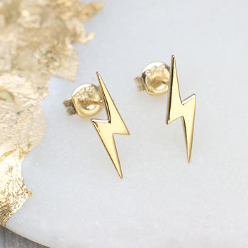 18ct Gold Plated Lightning Stud Earrings, 2 of 7