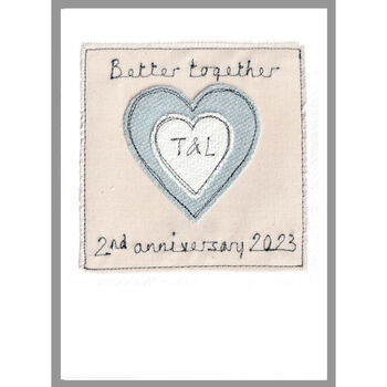 Personalised Cotton 2nd Wedding Anniversary Card, 4 of 12