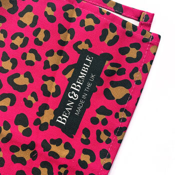 Hot Pink Leopard Print Cotton Apron With Pocket, 8 of 12