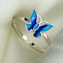 Sterling Silver Blue Butterfly Adjustable Ring, thumbnail 1 of 5