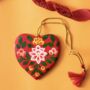 Hand Painted Kashmiri Wooden Heart Decoration, thumbnail 1 of 4