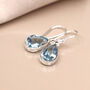 Sterling Silver Blue Topaz Teardrop Drop Earrings – 15mm X 10mm, thumbnail 5 of 6