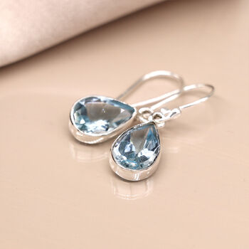 Sterling Silver Blue Topaz Teardrop Drop Earrings – 15mm X 10mm, 5 of 6