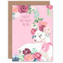 Pink Happy Birthday Mum Card Llama With Rose, thumbnail 2 of 4