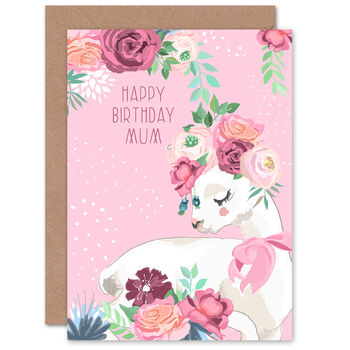 Pink Happy Birthday Mum Card Llama With Rose, 2 of 4