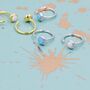 Sterling Silver Blue Or White Opal Huggie Hoop Threader Earrings, thumbnail 5 of 11