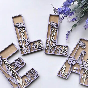 Personalised Wildflower Wooden Nursery Name Sign, 6 of 8