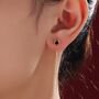 Black Bezel Cz Crystal Threader Earrings, thumbnail 2 of 11