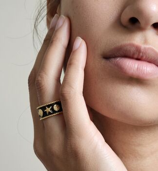 Kin Black And Gold Shell Ring, 5 of 6