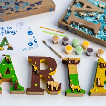 Personalised Paint Your Own Safari Animal Wooden Name, 2 of 4
