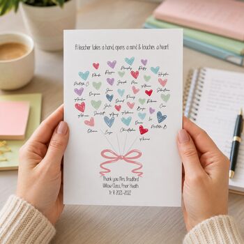 Thank You Teacher Class Hearts Card, 3 of 8