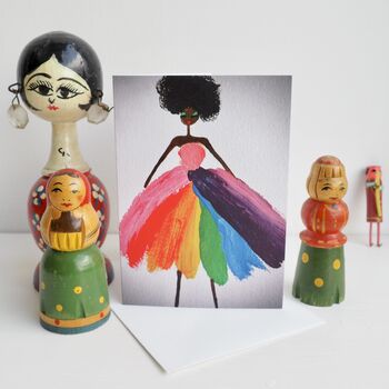 Birthday Card Girl Rainbow Dress Dancer Afro Hair, 3 of 6