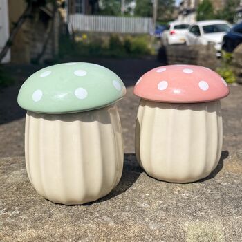 Candle In Mushroom Ceramic Pot With Lid, 2 of 5