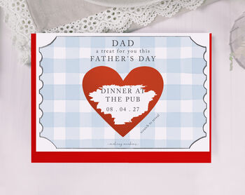 Personalised Father's Day Gift Scratch Voucher With Blue Gingham Design, 2 of 3
