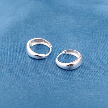 Thick 12 Mm Silver Huggie Hoops, Minimalistic Dainty Hoops, 3 of 7