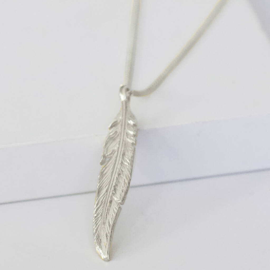 Sterling Silver Feather Pendant Necklace By Amulette ...