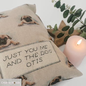 Custom Dog Gift Pug, Personalised Cushion, Pet Memorial, 8 of 12