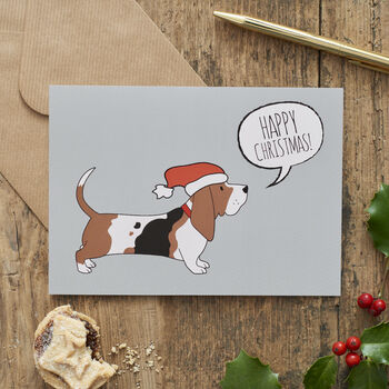 Christmas Basset Hound Dog Pin Badge, 12 of 12