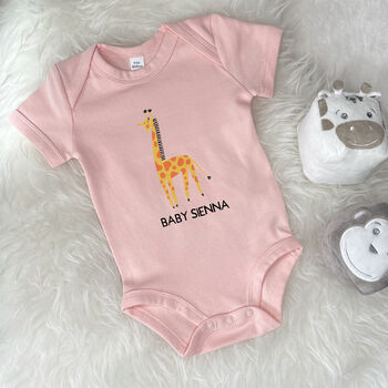 Giraffe Personalised Jungle Babygrow, 5 of 6