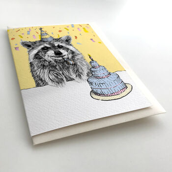 Raccoon With Cake Birthday Card, 3 of 7