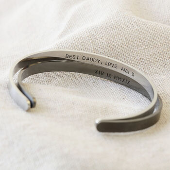 Men's Engraved Stainless Steel Torque Bangle, 5 of 9