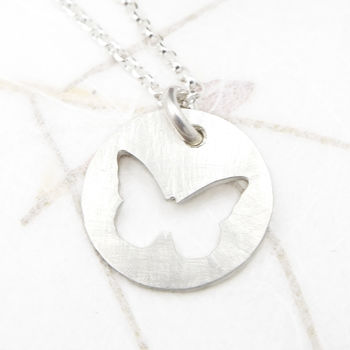 Mother And Daughter Silver Butterfly Necklace, 4 of 8
